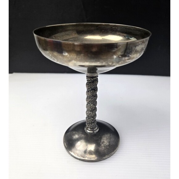 2 Vintage Roma S.L. Champagne Goblets Spain Twisted Grapevine Stem Silver Plate - Picture 10 of 14